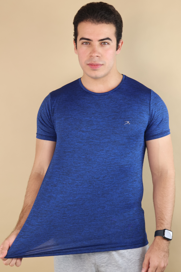 Playera Deportiva Hombre Running Gym Azul Rey Manga Corta